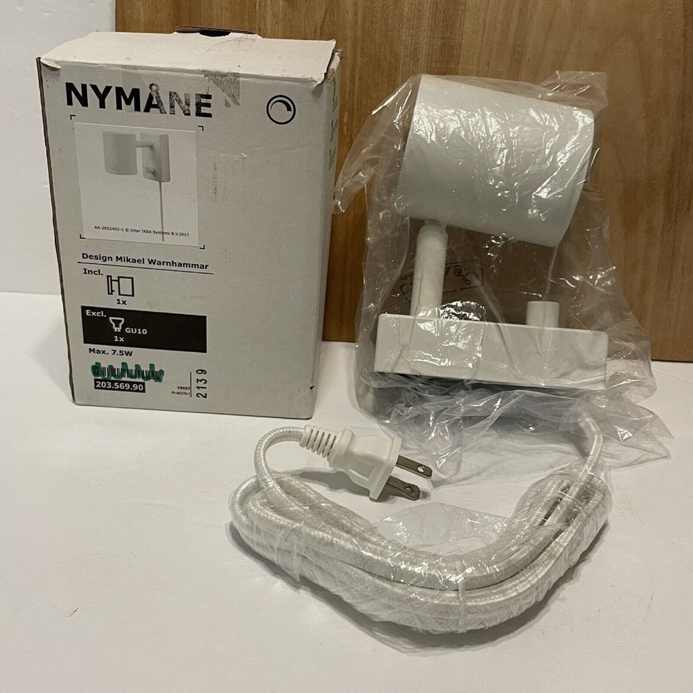 Ikea NYMANE Wall/Reading Lamp Dimmable Metal, White - NEW